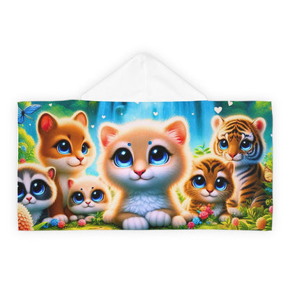 Kids Hooded Towel — Cute Big-Eyed Baby Animals Beach & Bath Wrap