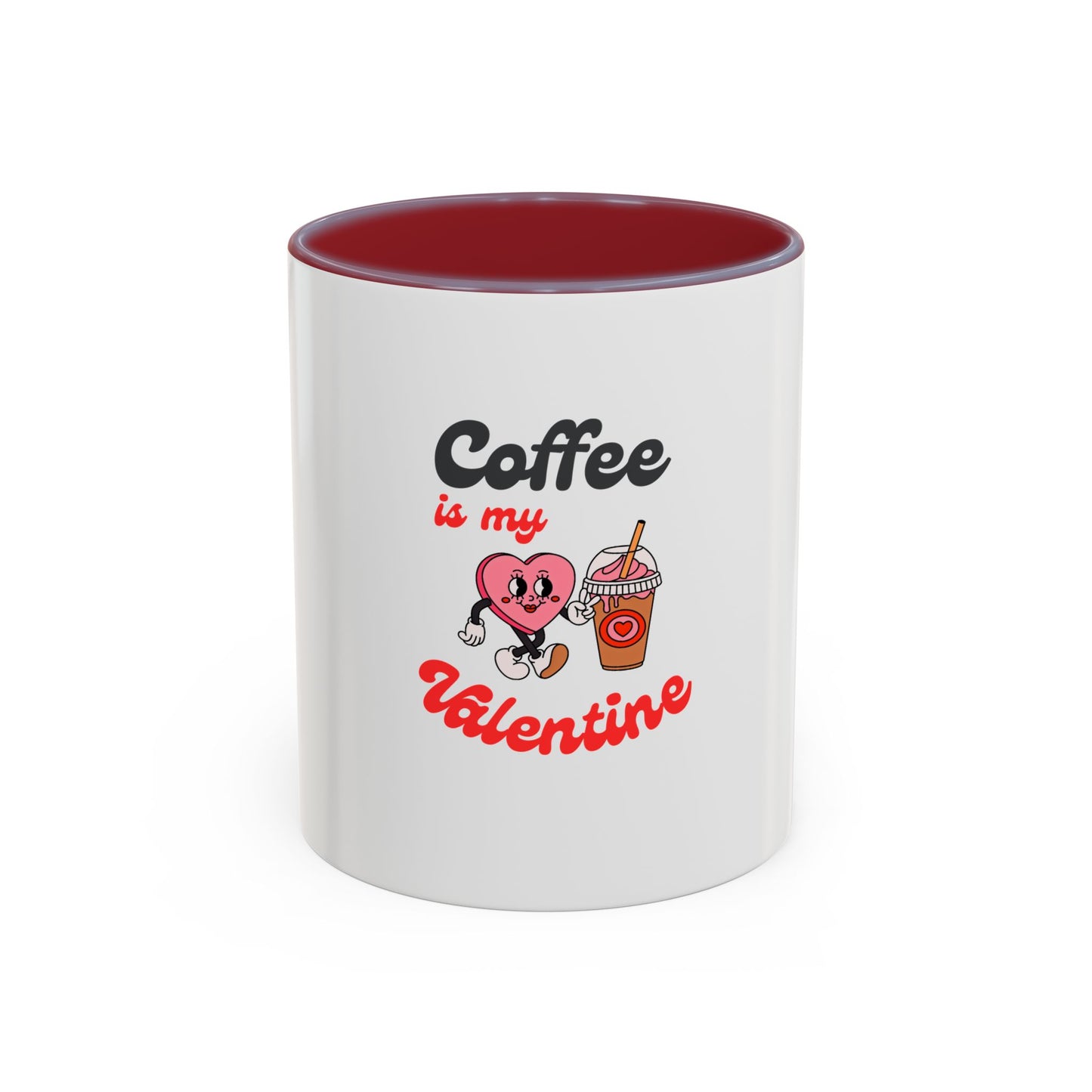 Coffee Is My Valentine Accent Mug — Cute Heart & Iced Coffee Gift (11/15oz)