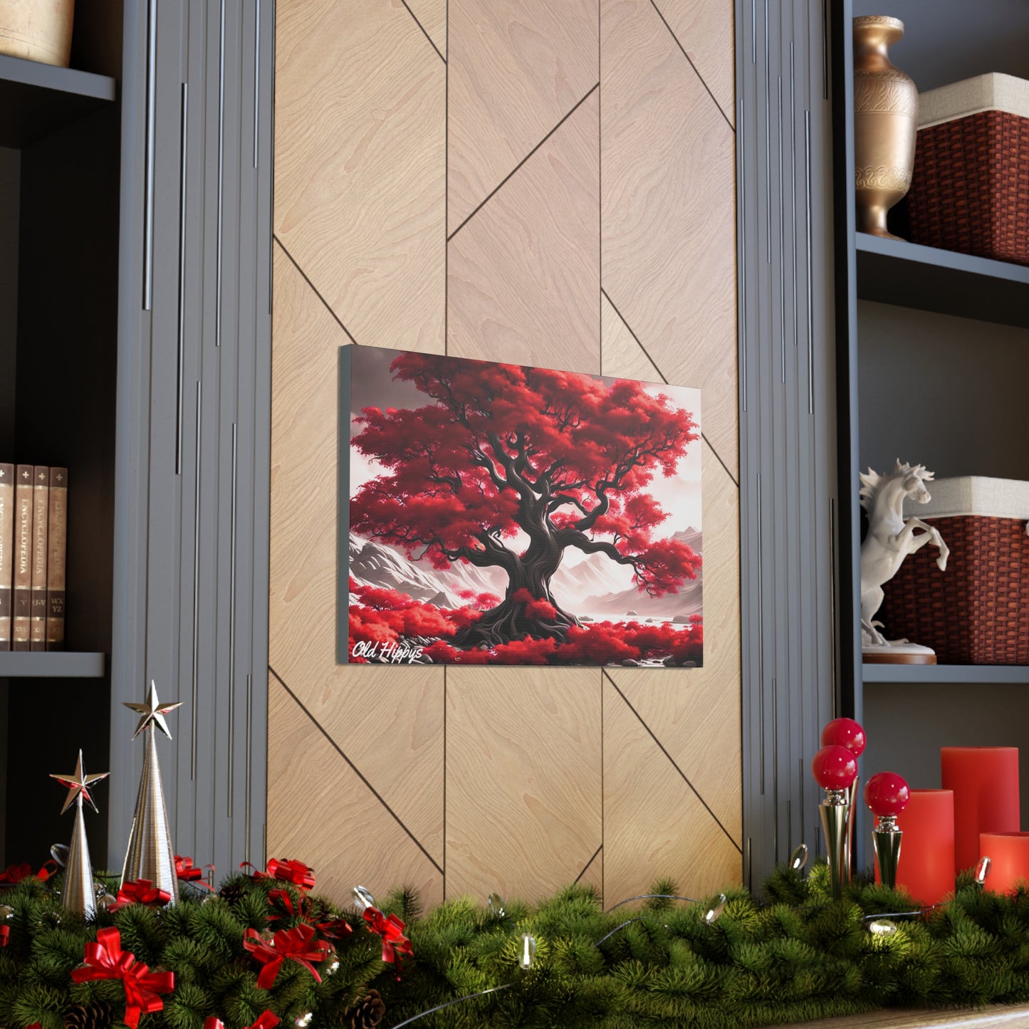 Flaming Red Tree Canvas Gallery Wrap