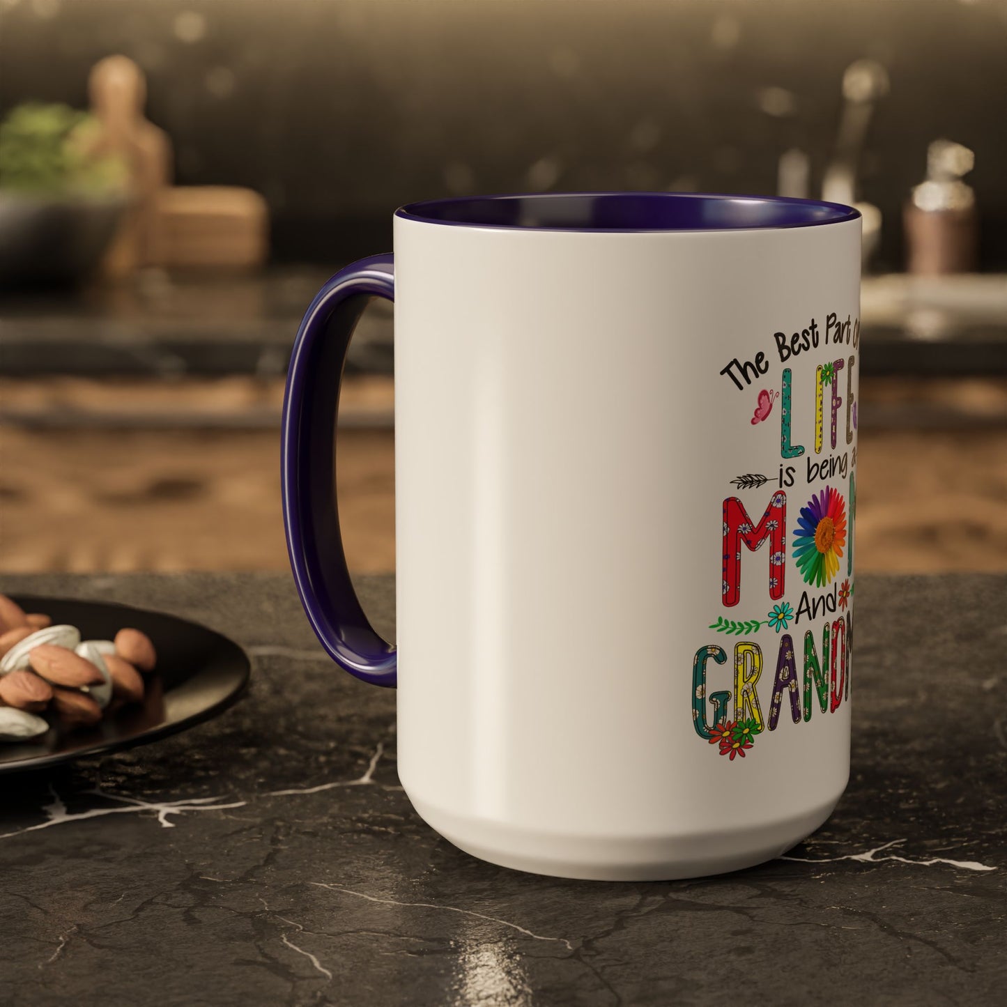 Mom and Grandma Colorful Ceramic Mug — "The Best Part of My Life is Being a Mom and Grandma" (11oz/15oz)