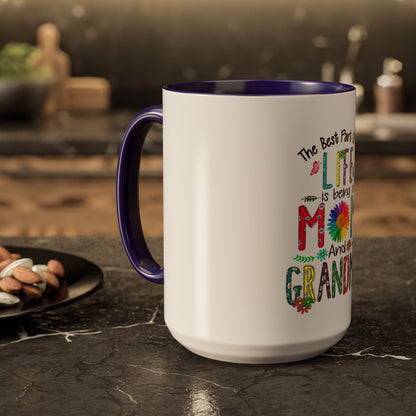 Mom and Grandma Colorful Ceramic Mug — "The Best Part of My Life is Being a Mom and Grandma" (11oz/15oz)