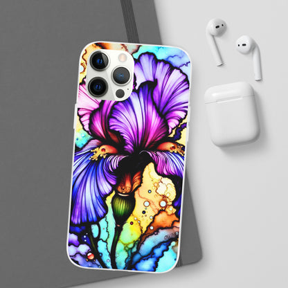 Stained Glass Iris Smartphone Case — Vibrant Purple Watercolor Phone Cover