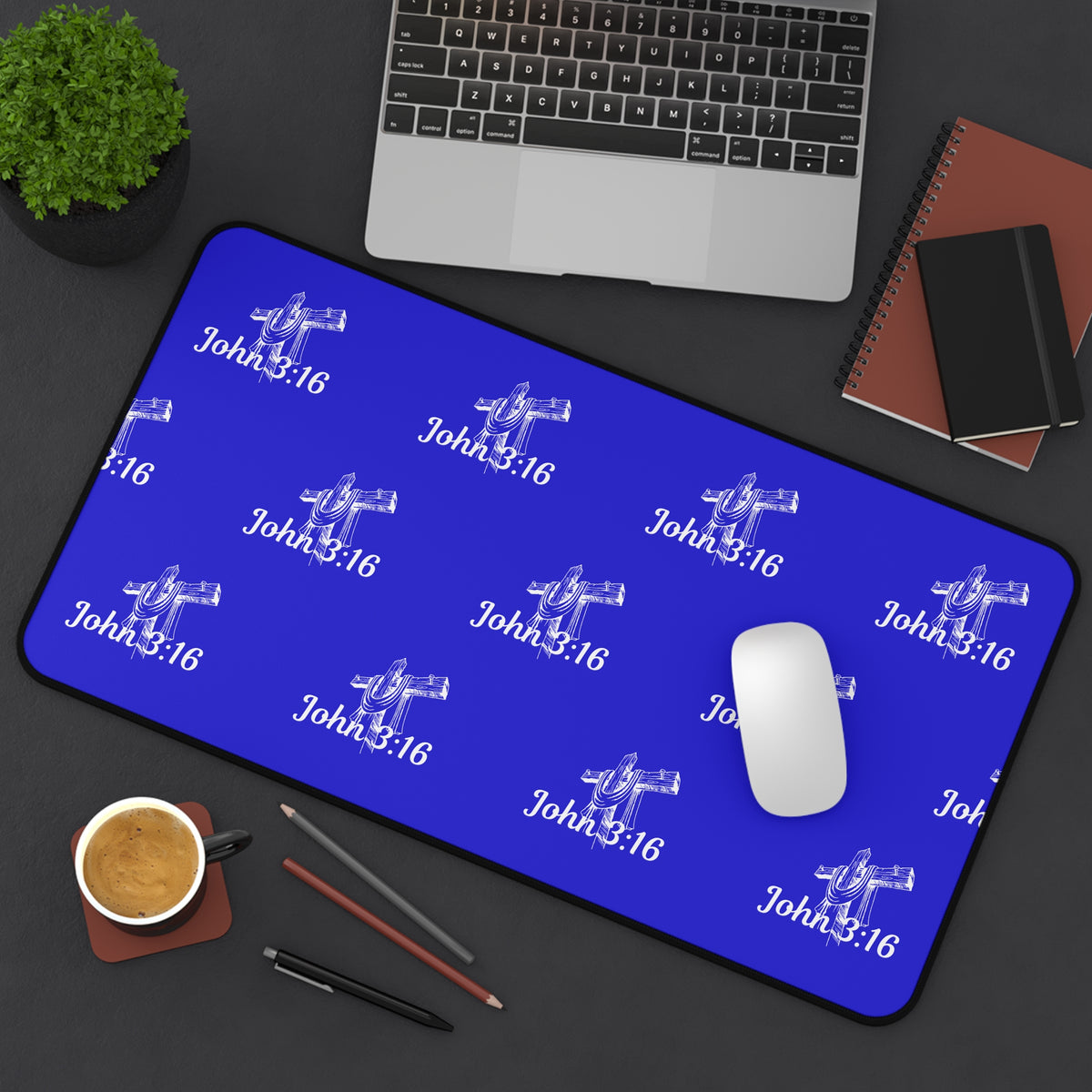 John 3:16 Christian Cross Desk Mat