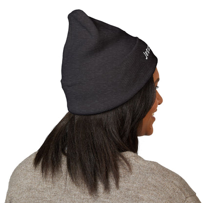 Embroidered 'Jesus is Lord' Cuffed Beanie — Christian Faith Knit Hat