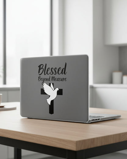 Blessed Beyond Measure Matte MacBook Case – Dove & Cross Religious Laptop Cover