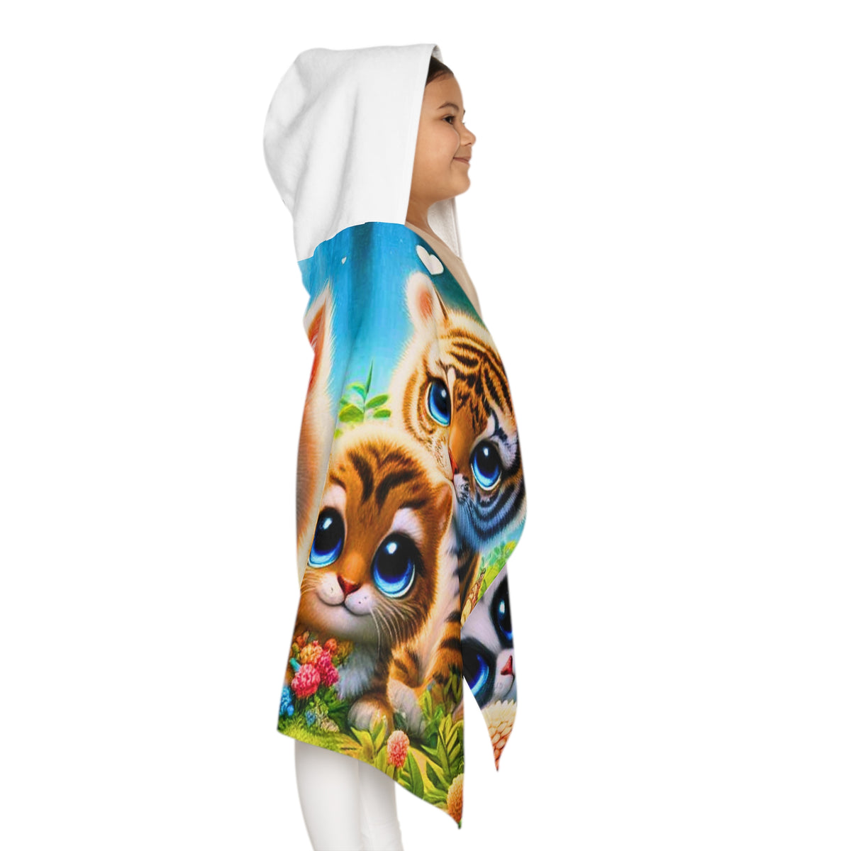 Kids Hooded Towel — Cute Big-Eyed Baby Animals Beach & Bath Wrap