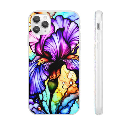 Stained Glass Iris Smartphone Case — Vibrant Purple Watercolor Phone Cover