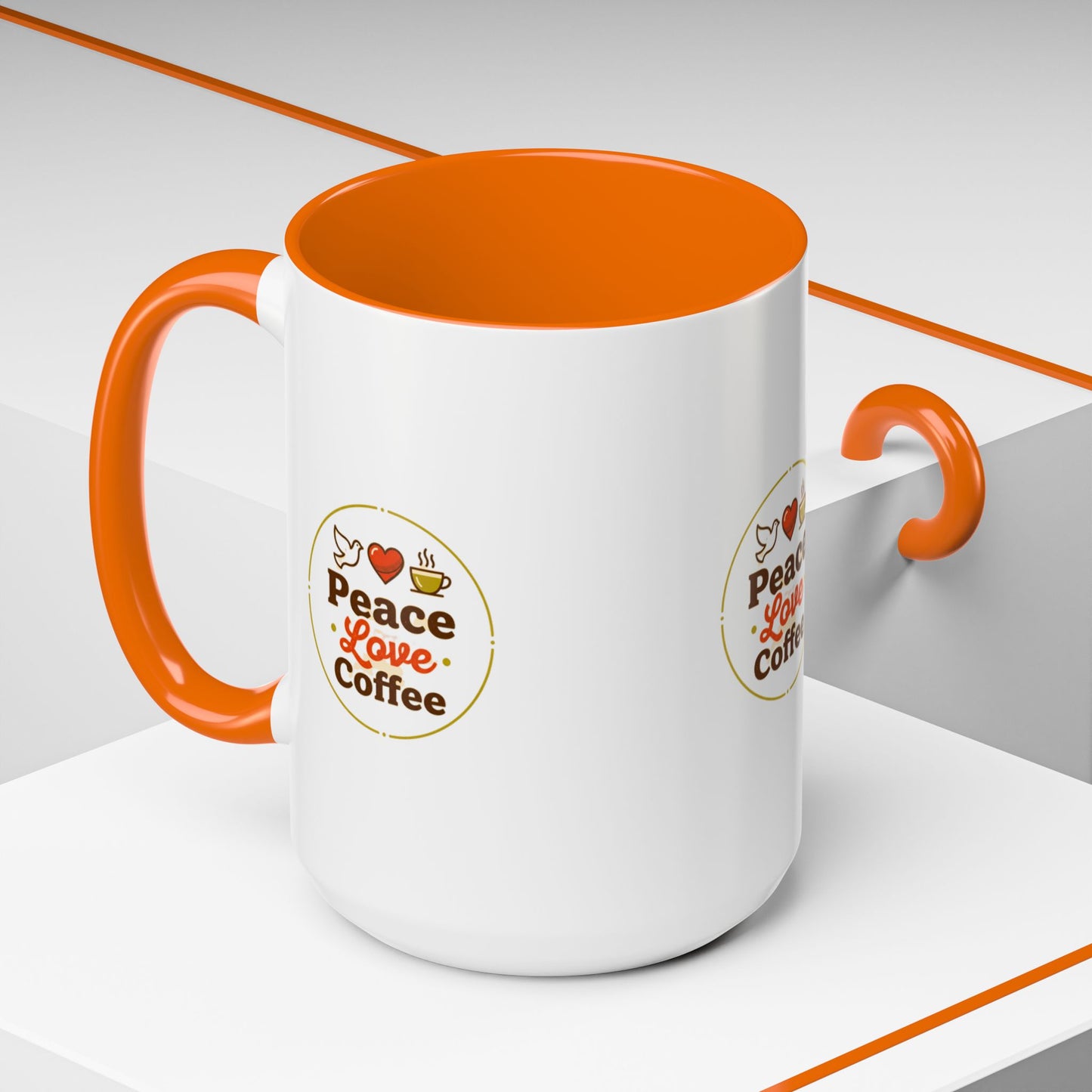 Peace Love Coffee Accent Mug - 11/15oz Ceramic Coffee Cup
