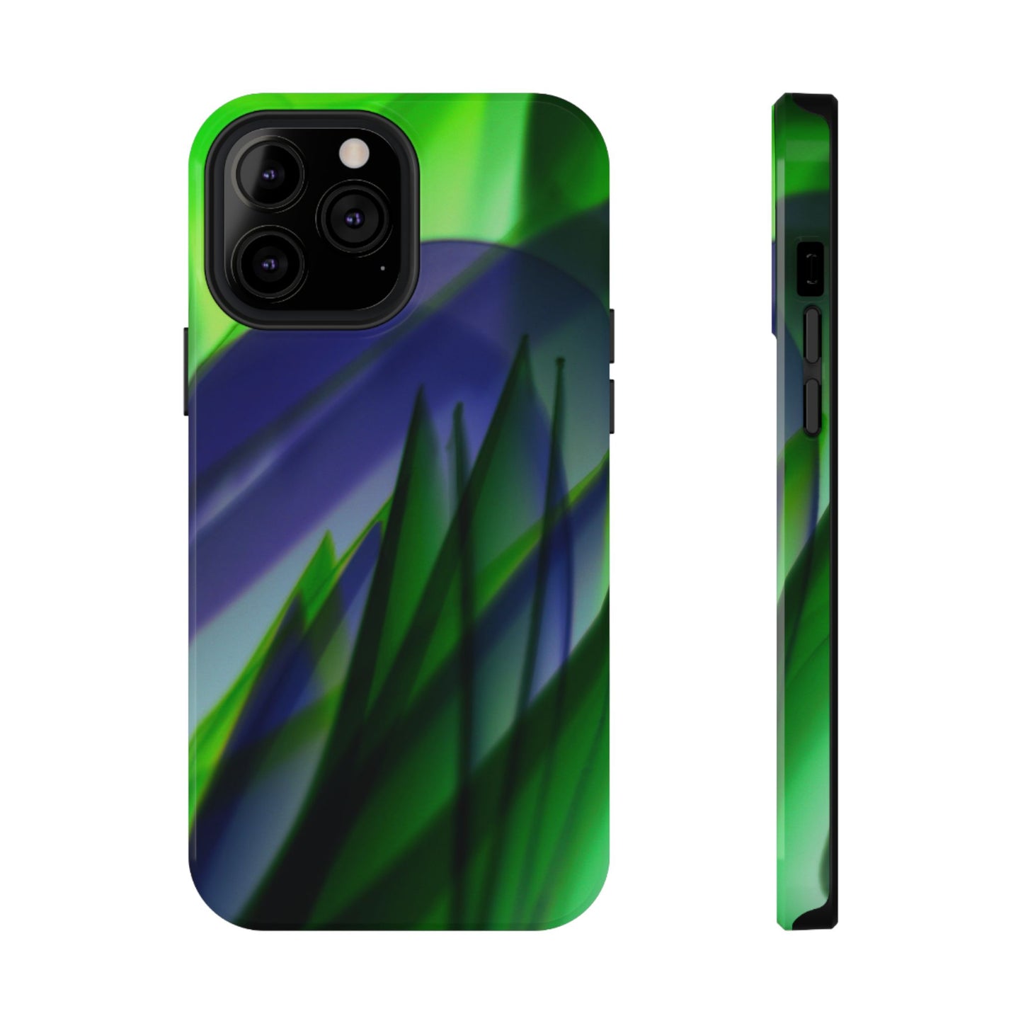 — Green Blue Abstract Wave Design Impact-Resistant Phone Case