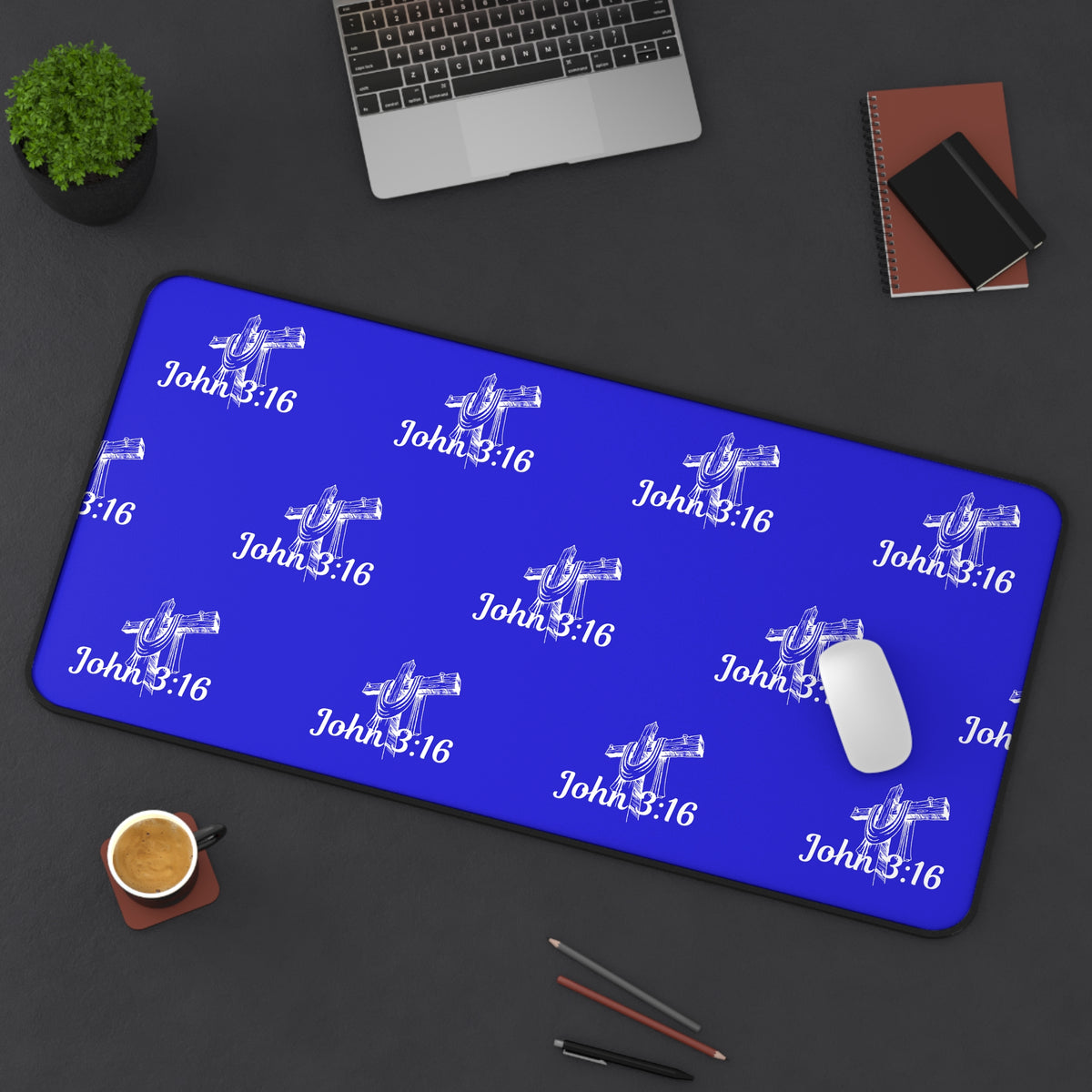 John 3:16 Christian Cross Desk Mat