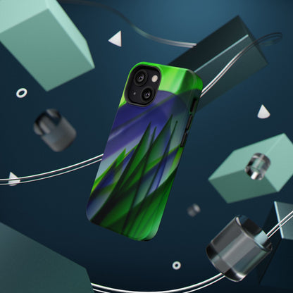 — Green Blue Abstract Wave Design Impact-Resistant Phone Case
