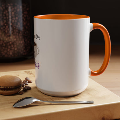Living On Coffee and Jesus Accent Mug — Christian Coffee Cup (11/15oz)