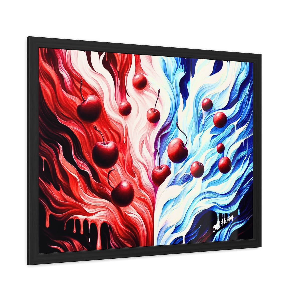 Cherry Duality Fire and Ice Framed Poster