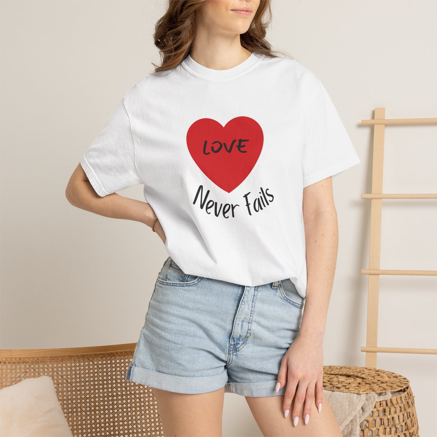 Love Never Fails 1 Corinthians 13 T-Shirt — Faith Scripture Tee