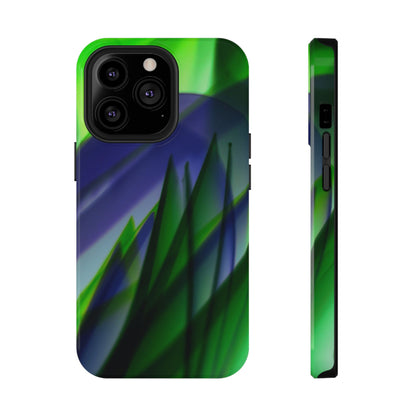 — Green Blue Abstract Wave Design Impact-Resistant Phone Case
