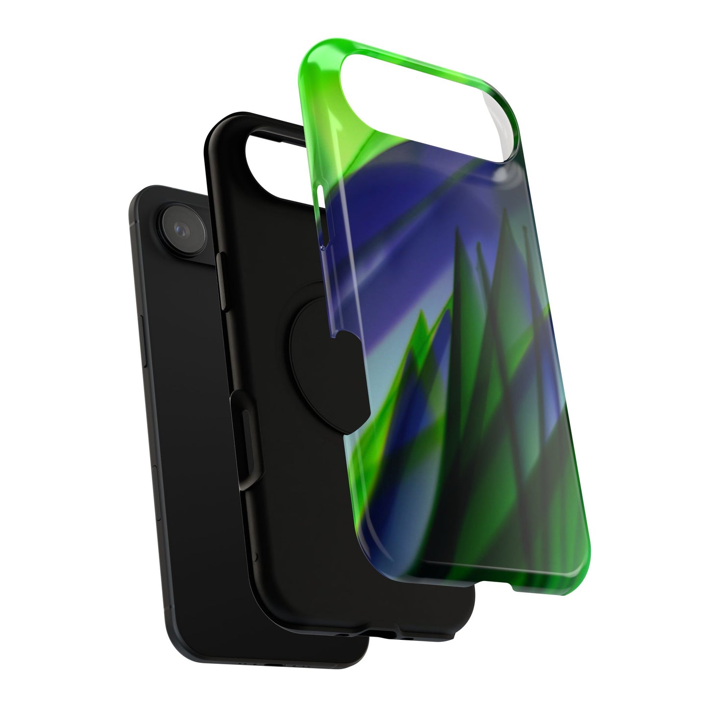— Green Blue Abstract Wave Design Impact-Resistant Phone Case