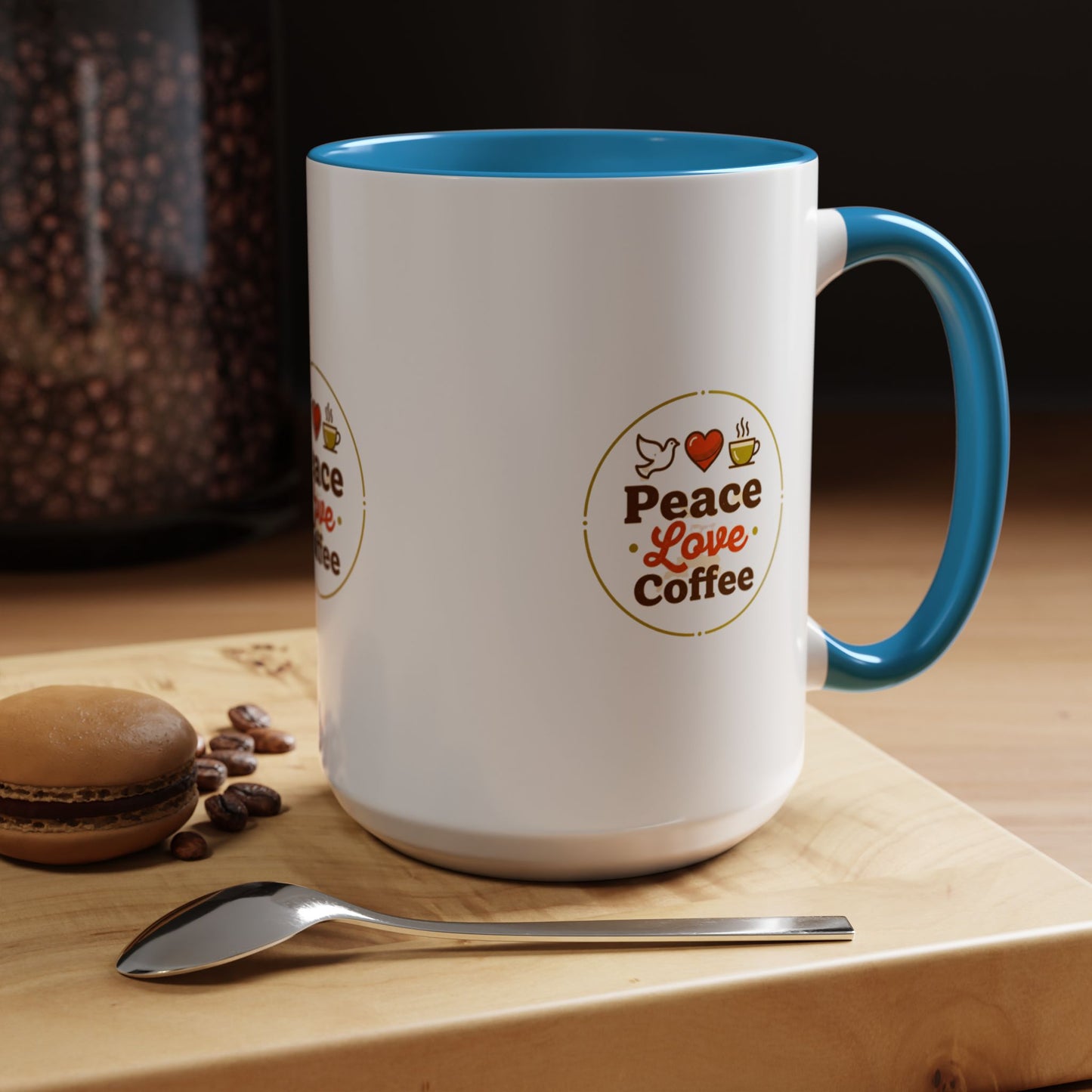 Peace Love Coffee Accent Mug - 11/15oz Ceramic Coffee Cup