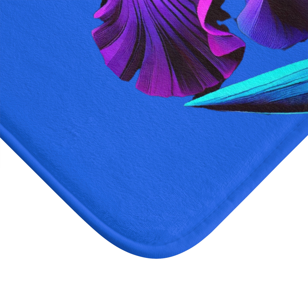 Vibrant Neon Iris Bath Mat — Blue & Purple Floral Bathroom Rug