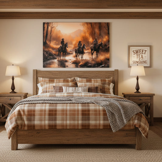Cowboys Crossing a Stream AI Canvas Art by Old Hippy