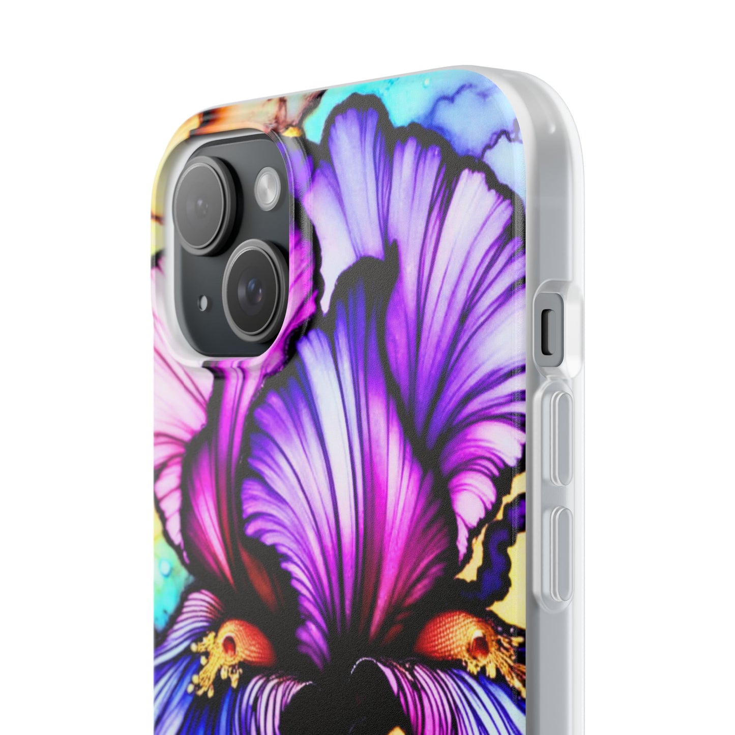 Stained Glass Iris Smartphone Case — Vibrant Purple Watercolor Phone Cover