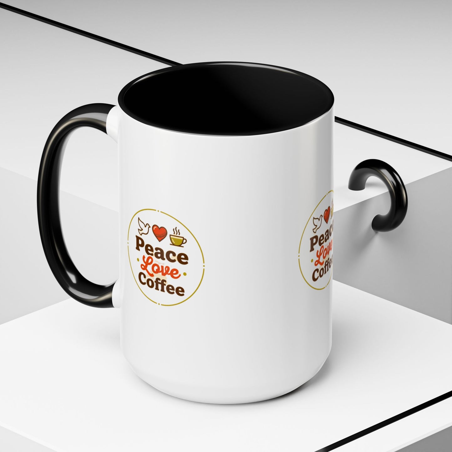 Peace Love Coffee Accent Mug - 11/15oz Ceramic Coffee Cup