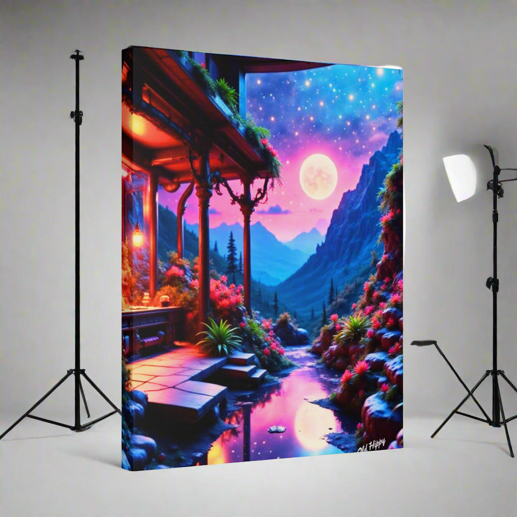 "Moonlit Sanctuary" – AI-Generated Canvas Art by Old Hippy