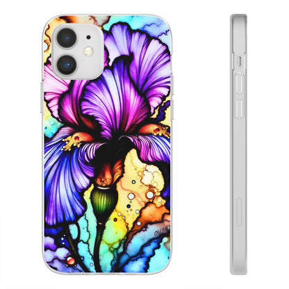Stained Glass Iris Smartphone Case — Vibrant Purple Watercolor Phone Cover