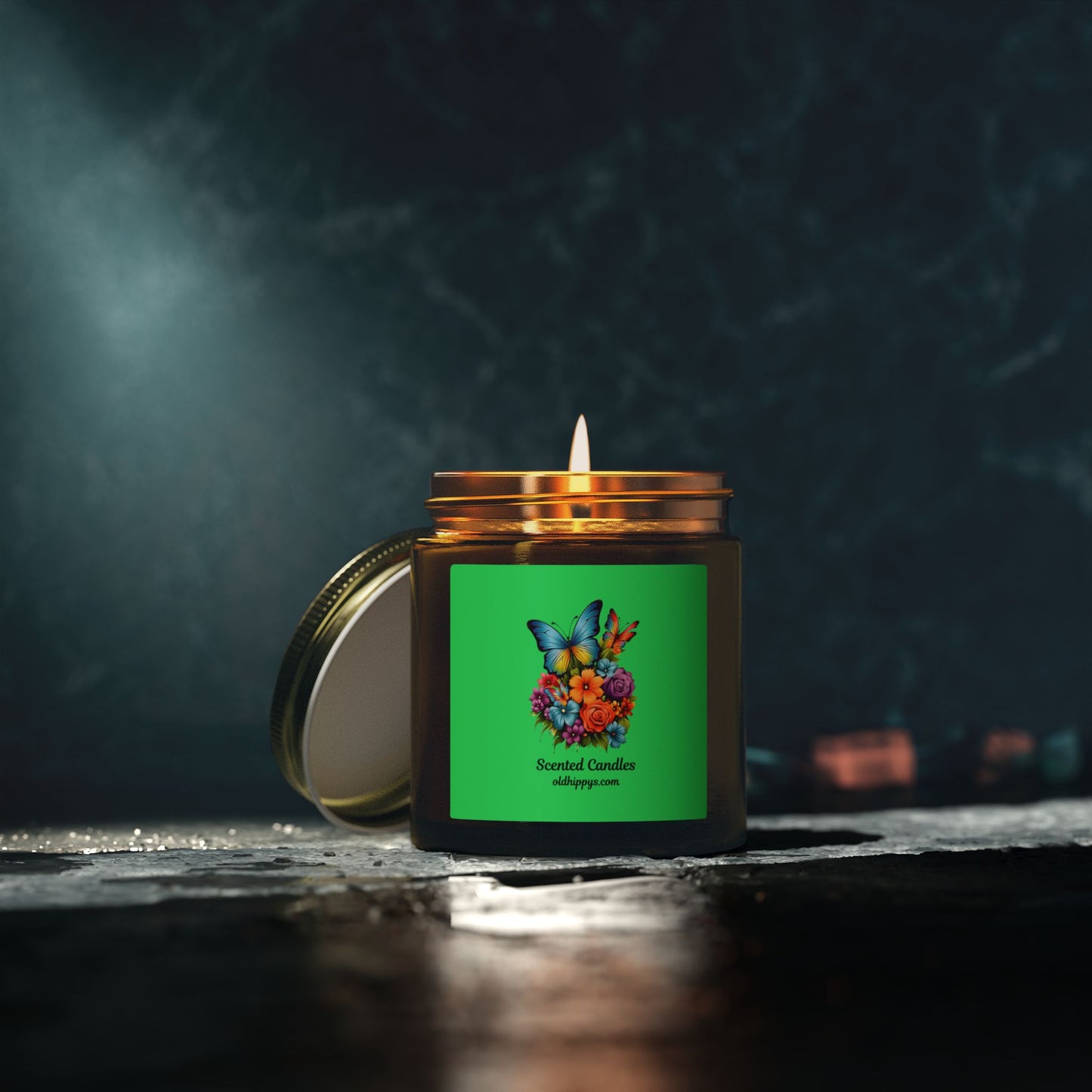 Scented Candle — Coconut Apricot Wax (4oz & 9oz) with Floral Butterfly Label