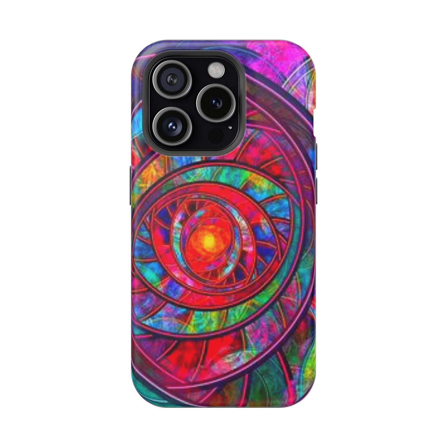 Protective Phone Case — Vibrant Abstract Mandala Impact-Resistant Design