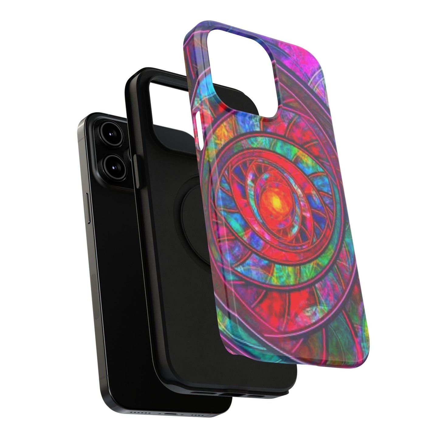 Protective Phone Case — Vibrant Abstract Mandala Impact-Resistant Design