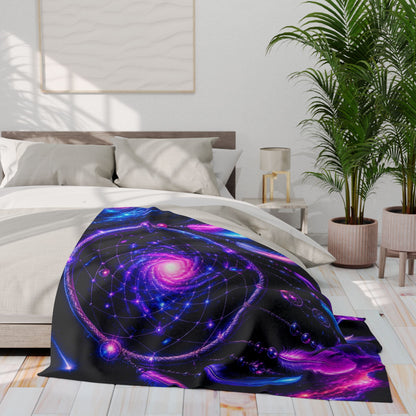 Boho Neon Dreamcatcher Arctic Fleece Blanket — Colorful Spiritual Native-Inspired Throw