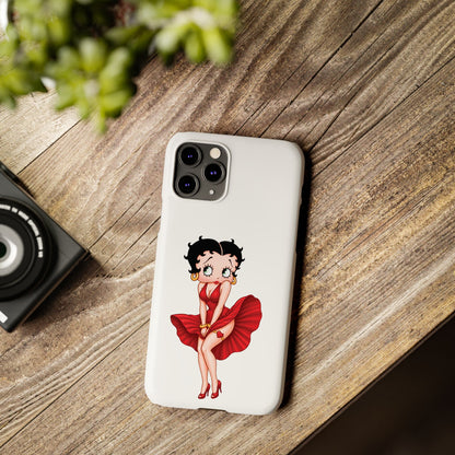 Betty Boop Red Dress Slim iPhone Case — Retro Pin-Up Cartoon Phone Cover