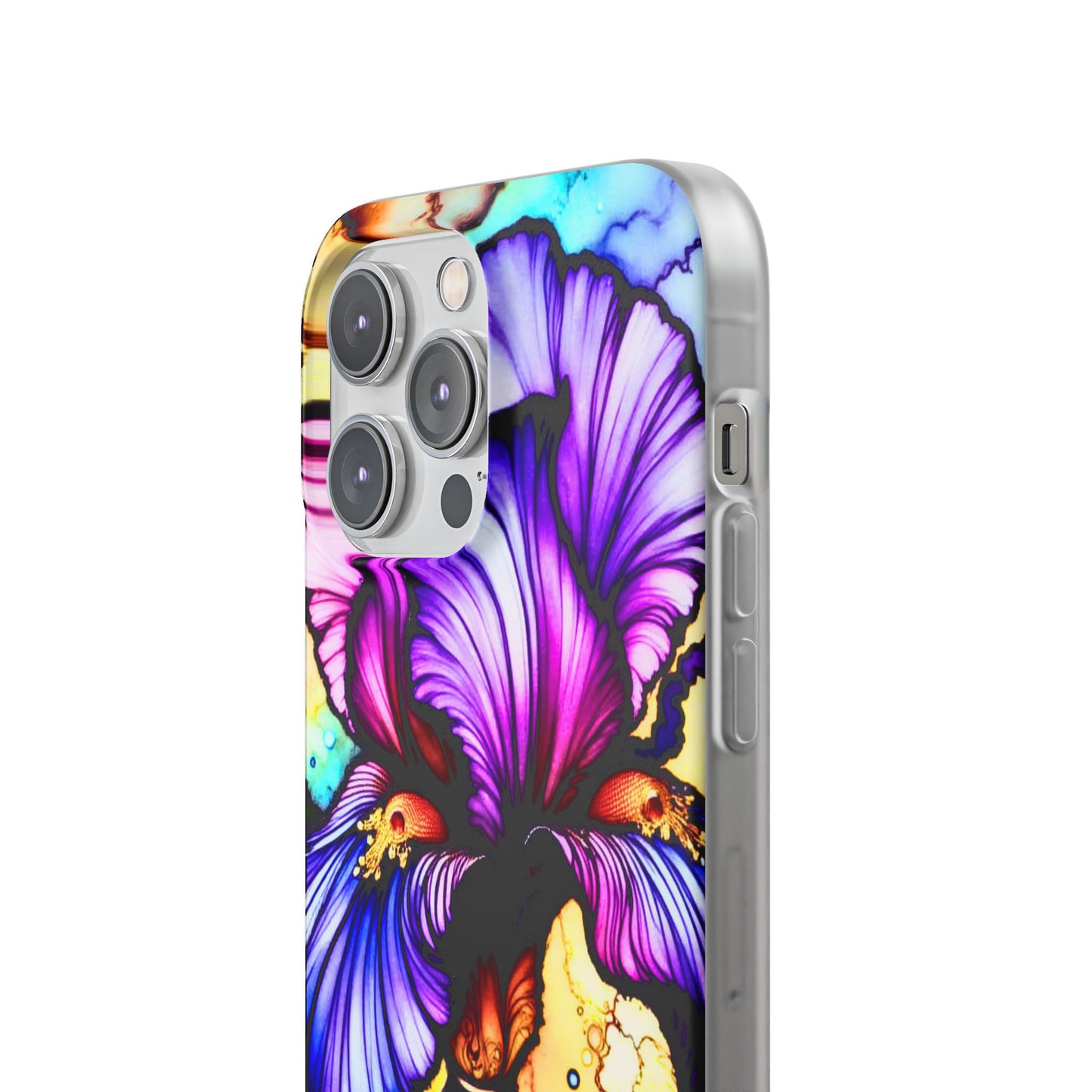 Stained Glass Iris Smartphone Case — Vibrant Purple Watercolor Phone Cover