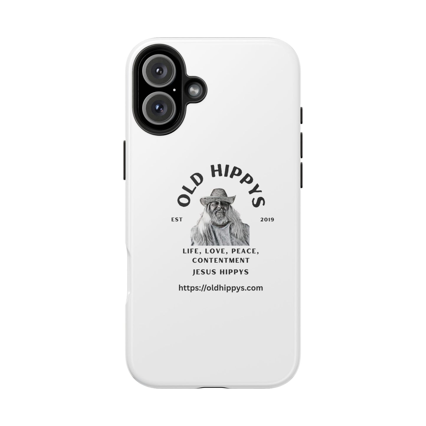 Old Hippys Phone Case — 'Life, Love, Peace, Contentment' Tough Protective Case
