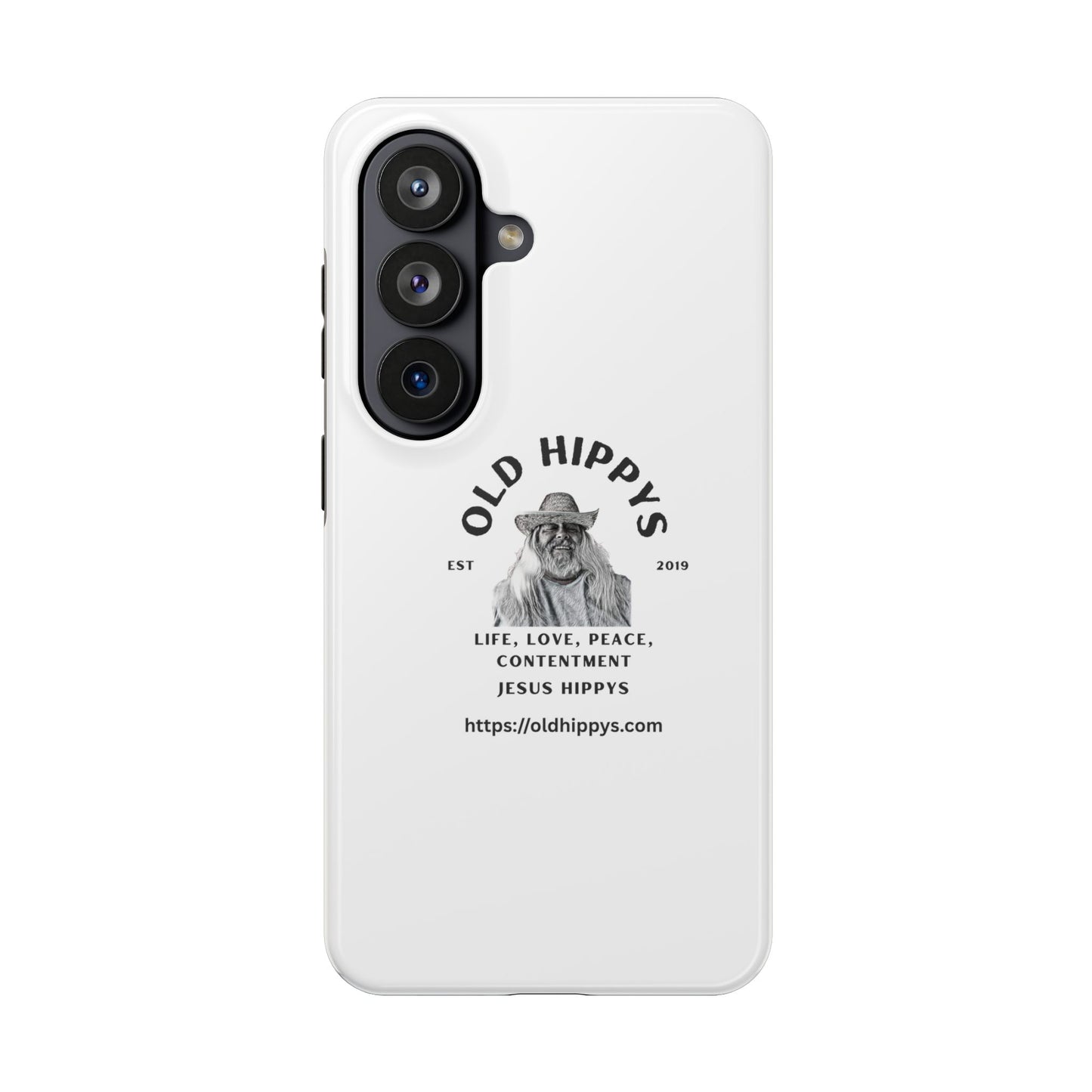 Old Hippys Phone Case — 'Life, Love, Peace, Contentment' Tough Protective Case