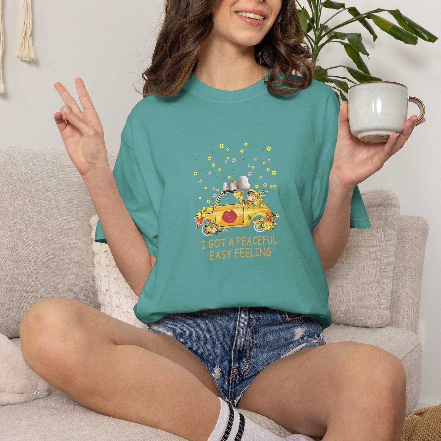 Snoopy 'Peaceful Easy Feeling' T-Shirt — VW Beetle Retro Lyrics Tee