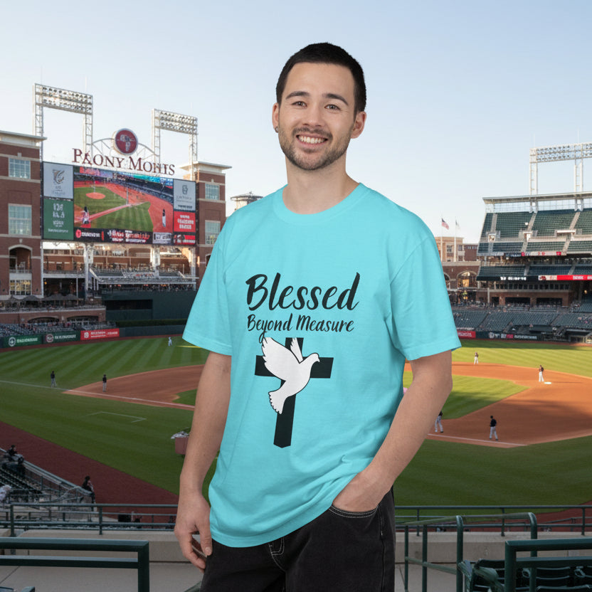 Blessed Beyond Measure T-Shirt — Christian Cross & Dove Faith Tee
