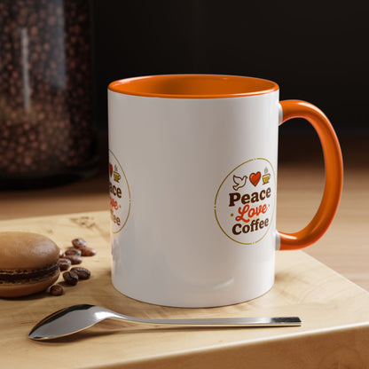 Peace Love Coffee Accent Mug - 11/15oz Ceramic Coffee Cup