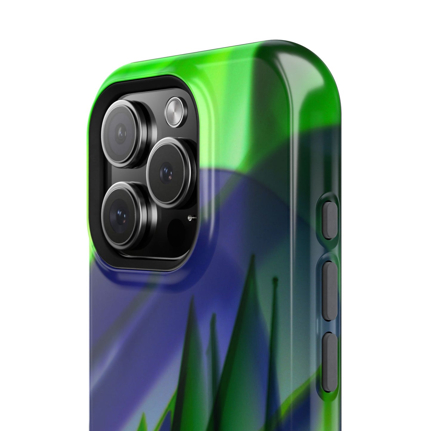 — Green Blue Abstract Wave Design Impact-Resistant Phone Case