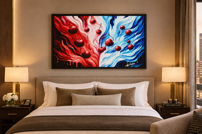 Cherry Duality Fire and Ice Framed Poster