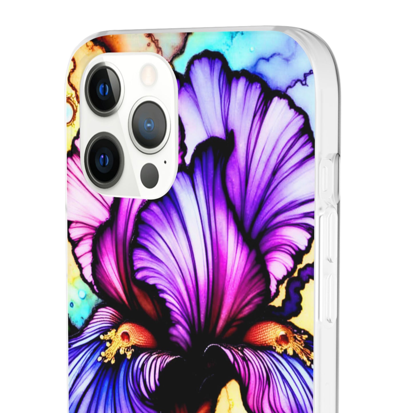 Stained Glass Iris Smartphone Case — Vibrant Purple Watercolor Phone Cover
