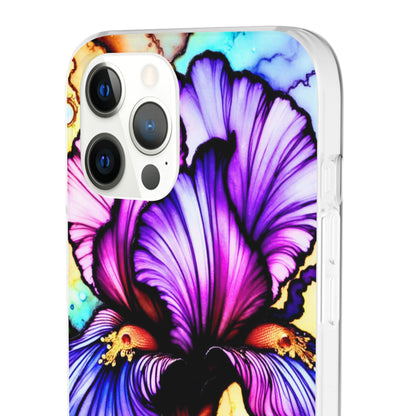 Stained Glass Iris Smartphone Case — Vibrant Purple Watercolor Phone Cover