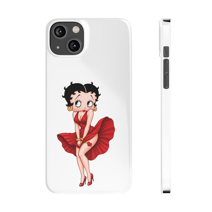 Betty Boop Red Dress Slim iPhone Case — Retro Pin-Up Cartoon Phone Cover