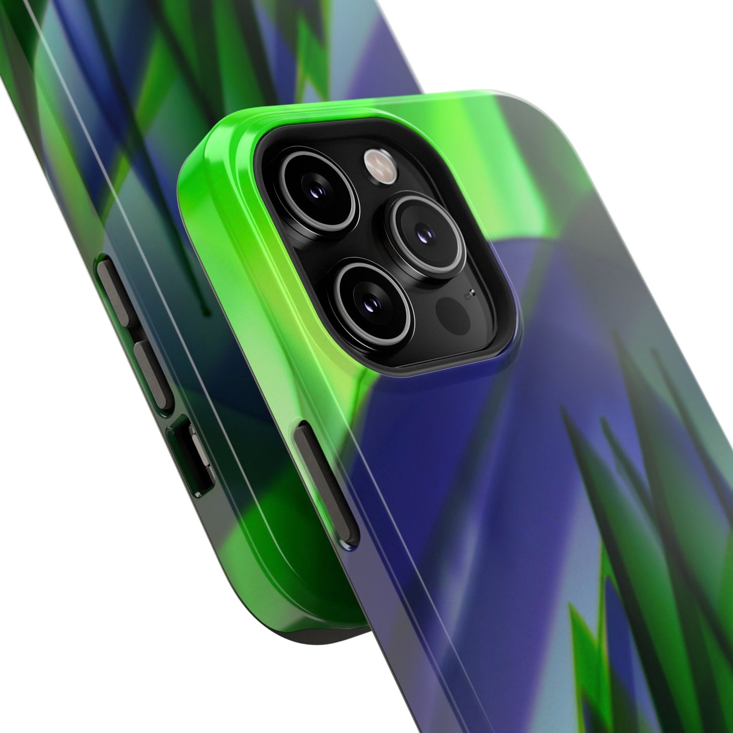 — Green Blue Abstract Wave Design Impact-Resistant Phone Case
