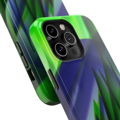 — Green Blue Abstract Wave Design Impact-Resistant Phone Case