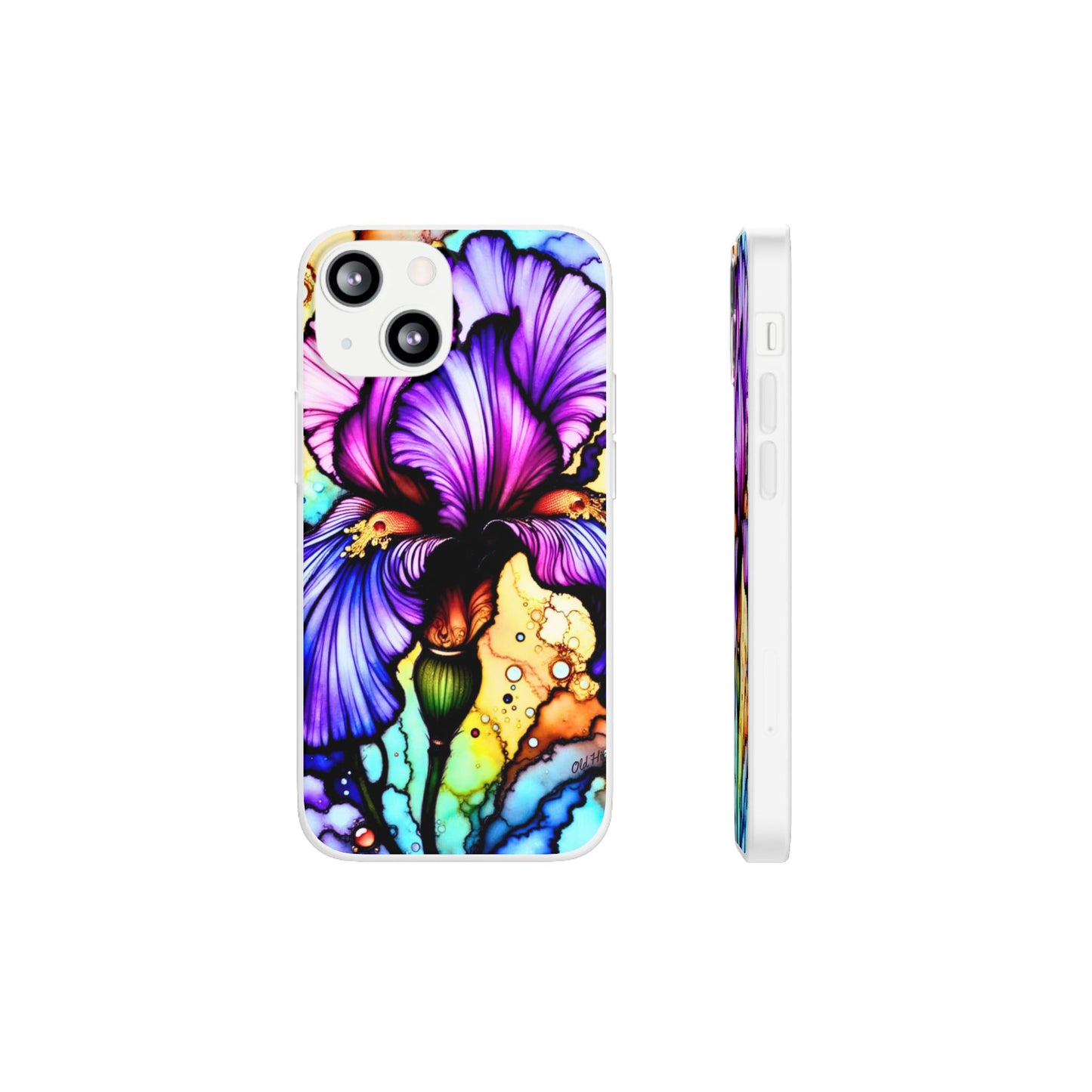 Stained Glass Iris Smartphone Case — Vibrant Purple Watercolor Phone Cover