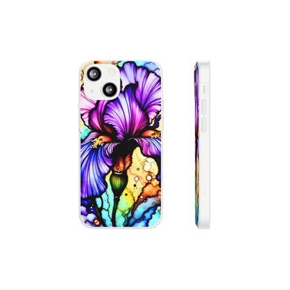 Stained Glass Iris Smartphone Case — Vibrant Purple Watercolor Phone Cover