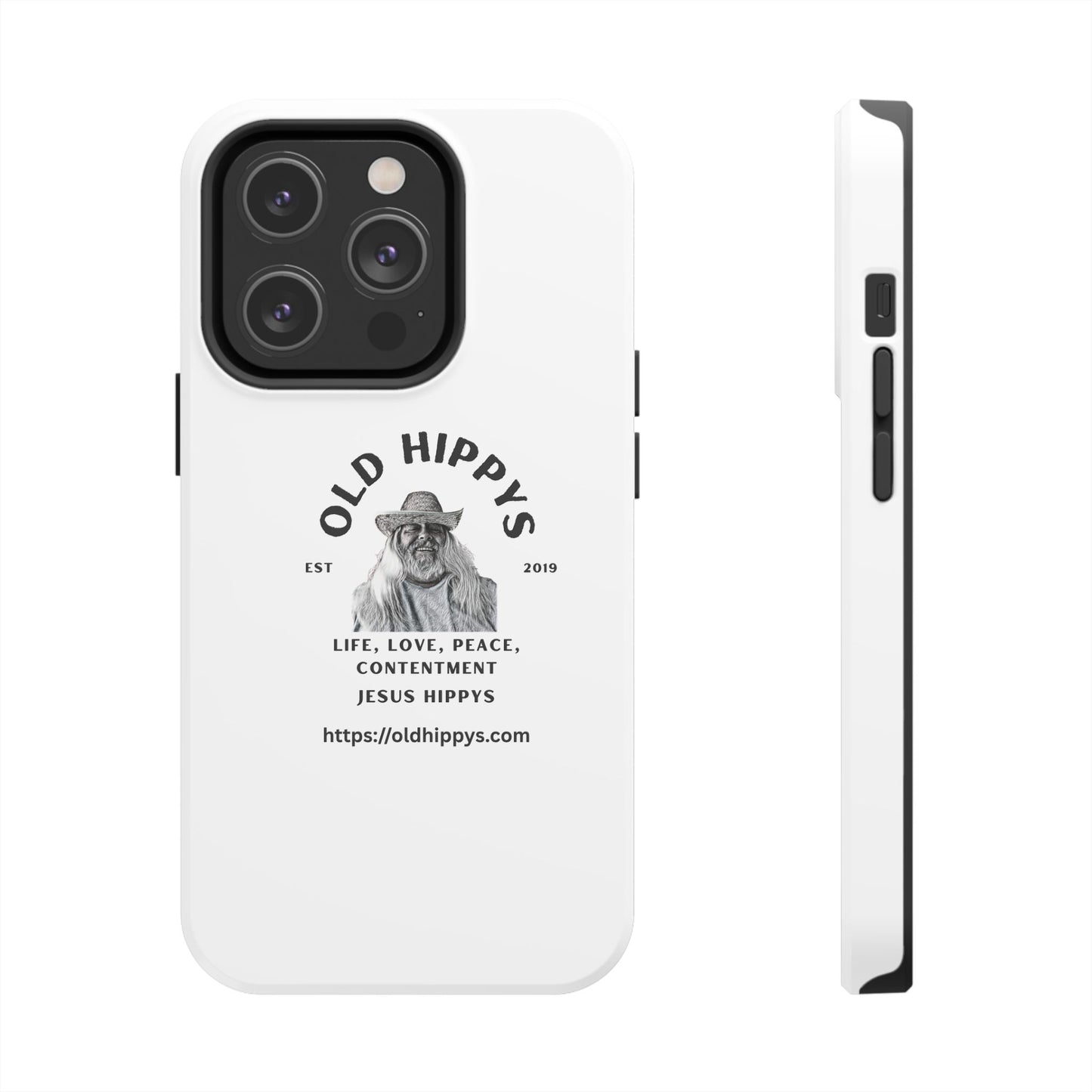 Old Hippys Phone Case — 'Life, Love, Peace, Contentment' Tough Protective Case