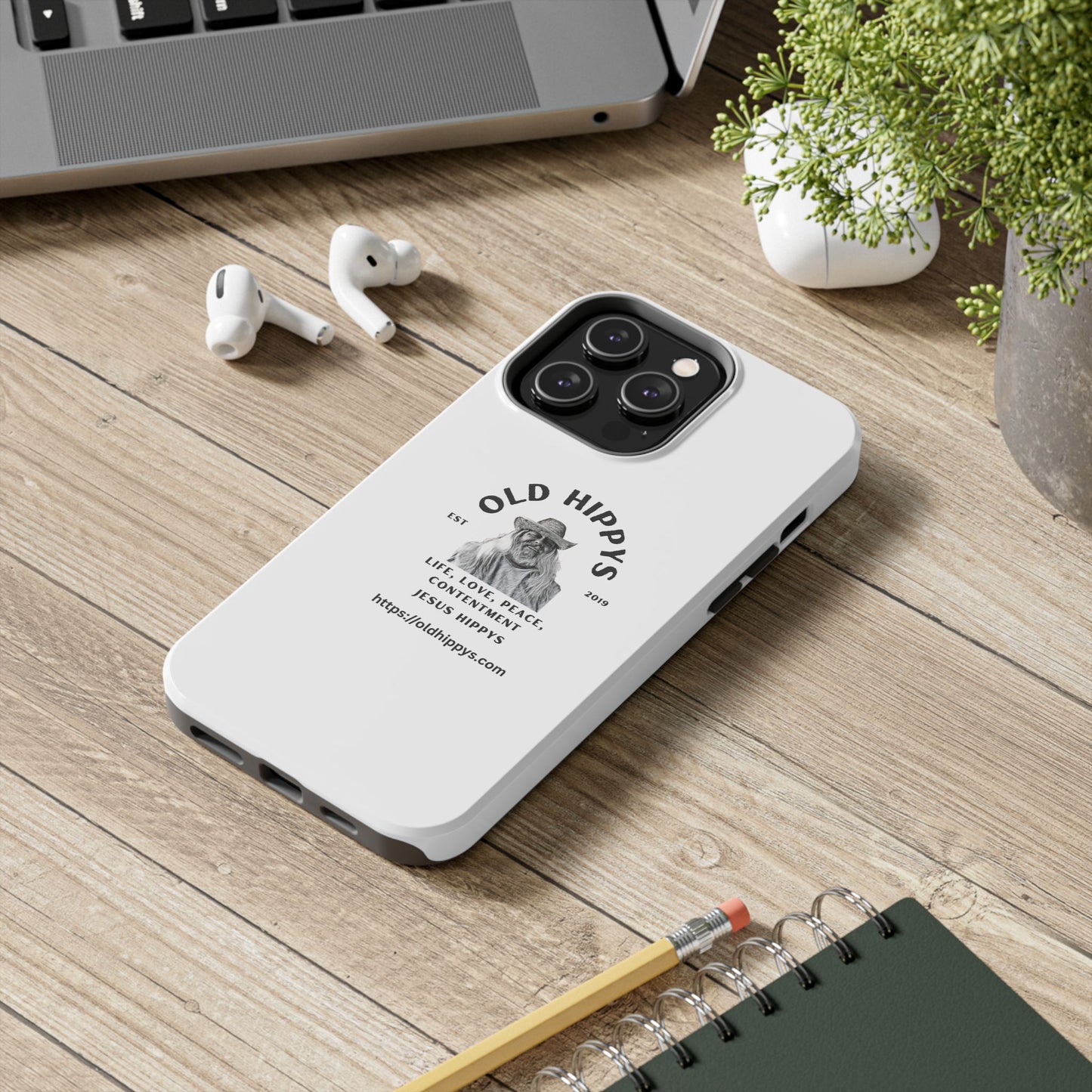 Old Hippys Phone Case — 'Life, Love, Peace, Contentment' Tough Protective Case