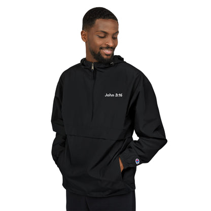 Packable Anorak Jacket — Minimal Reflective "John 3:16" Logo Windbreaker